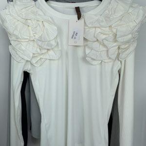 Jersey de canalé floral 10 colores - Blanco