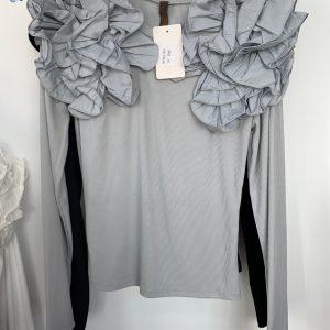 Jersey de canalé floral 10 colores - Gris