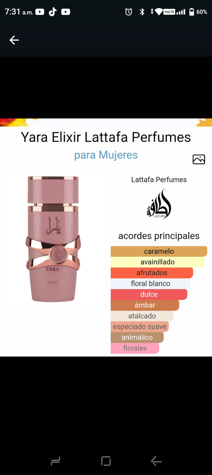 Perfume Yara elixir (Nuevo 2025)