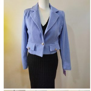Chaqueta tipo channel - celeste, S
