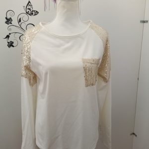 Blusa con lentejuelas - Blanco, L/XL