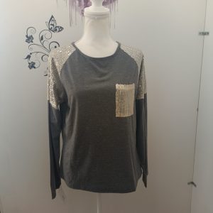 Blusa con lentejuelas - Gris, S/M