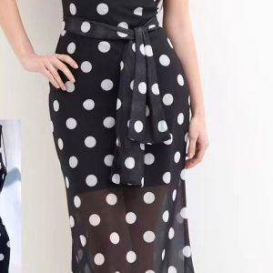 Vestido lunares en tul - Blanco, L/XL