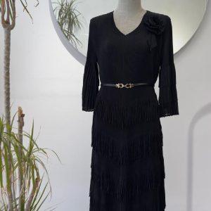 Vestido mágico flecos - Negro