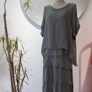 Vestidos volantes - Gris