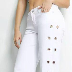 Pantalon con arandelas Blanco
