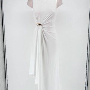 Vestido broche midi - Blanco