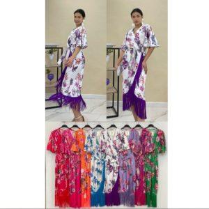 Vestido flecos estampado floral